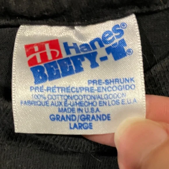 Vintage 90s Black Graphic western T-Shirt with Blue and Red Design - Picture 2 of 3